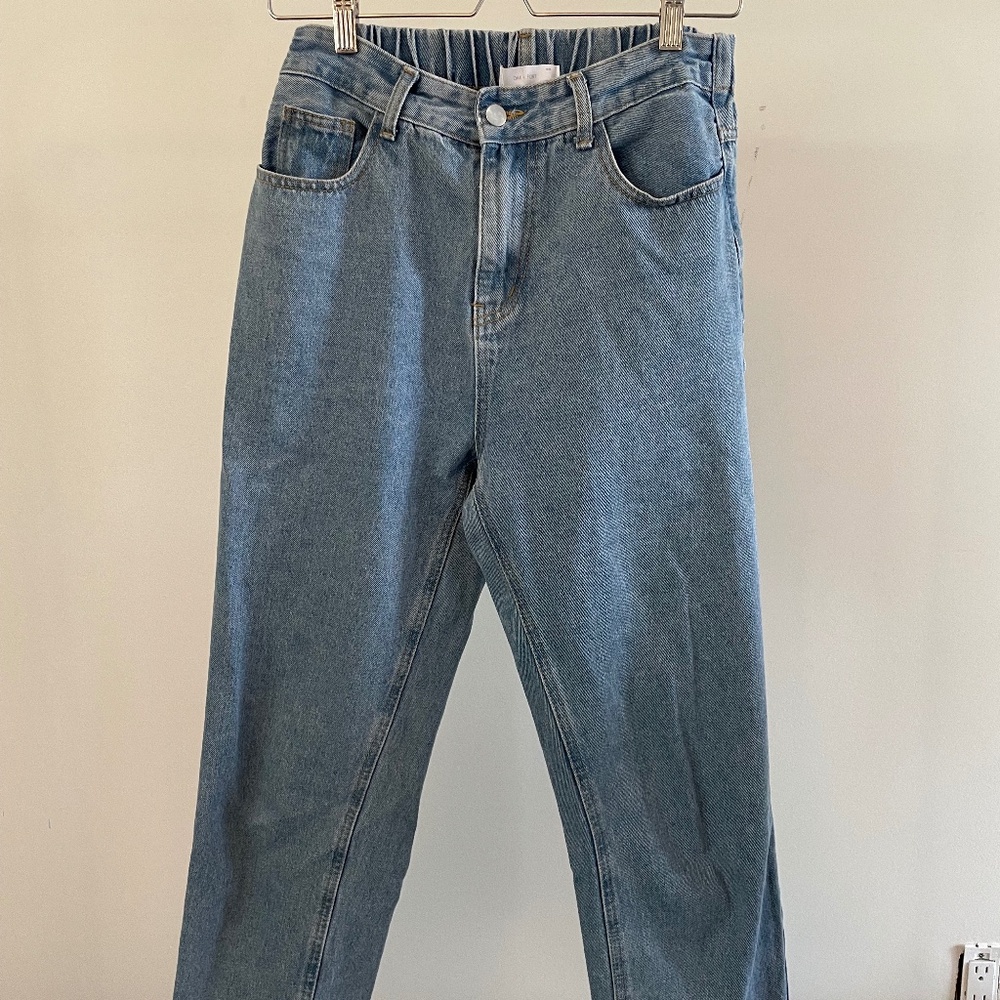 Oak + Fort Straight Leg Elastic Waist Cropped Jeans
